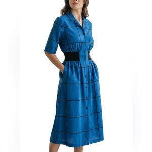 Oops California Vintage 70’s button up collared dress pockets and cinched waist